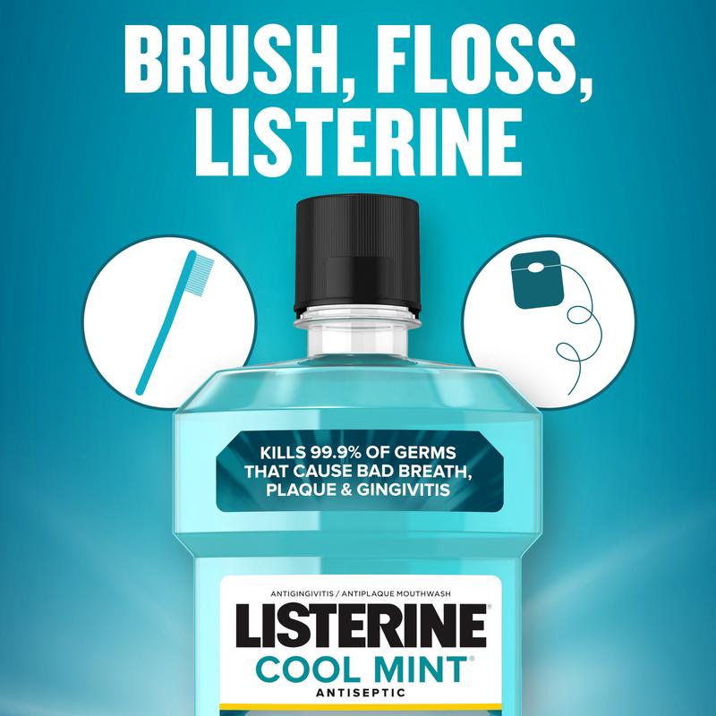 Listerine Cool Mint Antiseptic Mouthwash for Bad Breath & Plaque 1 L Oral Daily