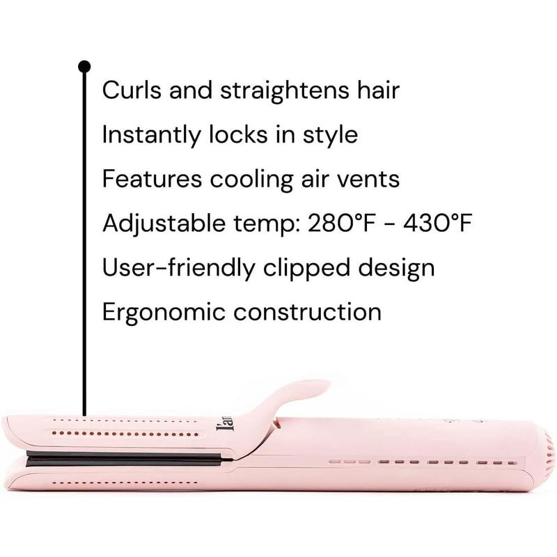 L'ANGE HAIR Le Duo Standard 360° Airflow Styler | 2-in-1 Curling Wand & Titanium Flat Iron Hair Straightener | Professional Hair Curler with Cooling Air Vents | Dual Voltage & Adjustable Temp (Blush)