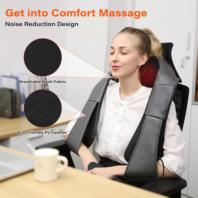 Electric Neck Massager, Neck and Back Massager with Heat, Shiatsu Massage Pillow for Neck, Back, Shoulder, Muscle Pain Relief, Ideal Fits for Parents (Gray-Remote Controller)