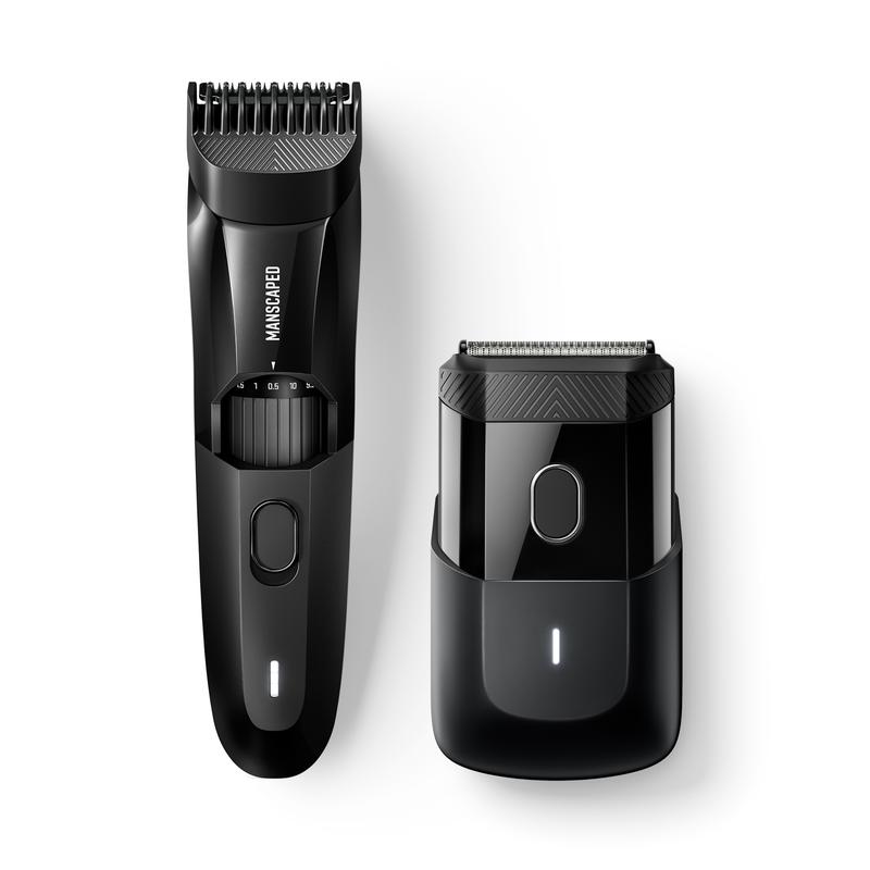 MANSCAPED® The Beard Hedger™ Premium Men's Beard Trimmer & The Handyman™ Compact Face Shaver with Long-Hair Leveler & Foil Blades Clipper Facial