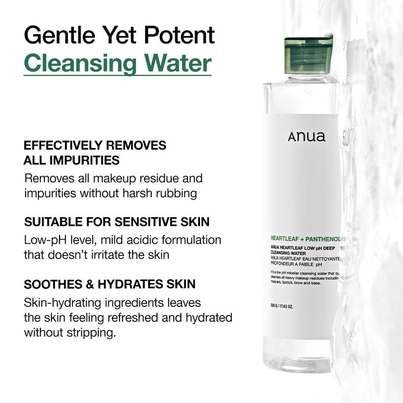 [Anua Official Shop] Heartleaf 87 Low pH Deep Cleansing Water (500g)｜Mild Micellar Water for Sensitive Skincare｜Gentle Wipe