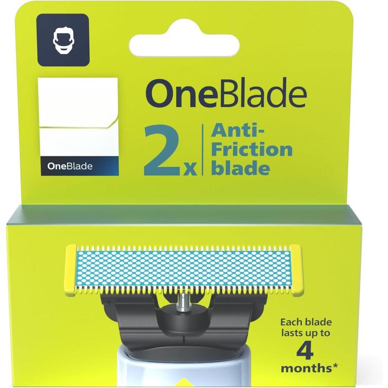 Norelco OneBlade Anti Friction Blade, Genuine Replacement Blade for OneBlade Electric Shaver and Trimmer, Durable Stainless Steel, Trim, Edge and Shave, 2 Pack, QP225 80