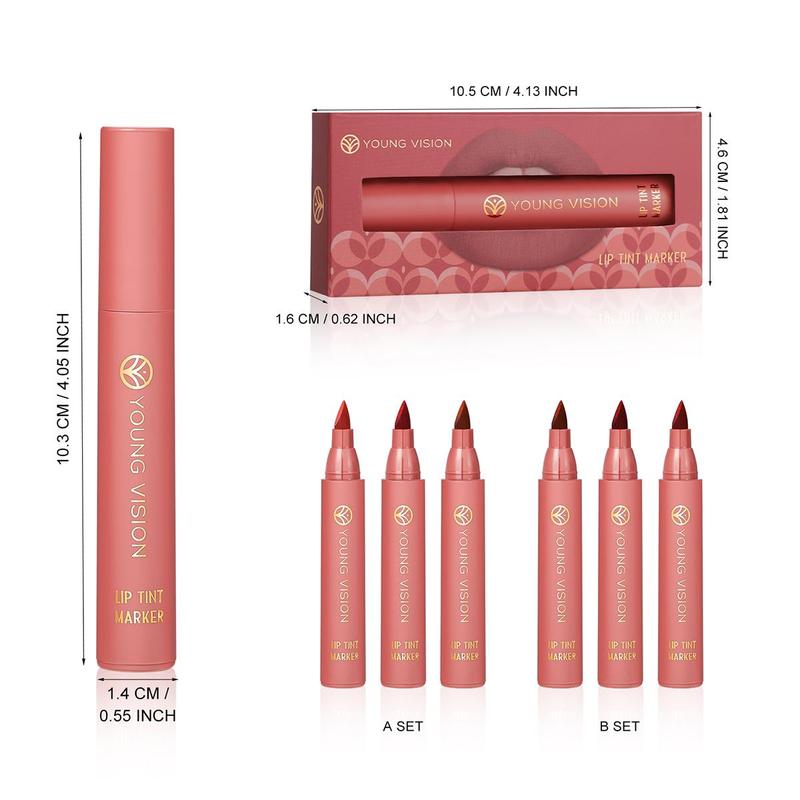 Long Lasting Tinted Lip Liner, Matte Finish Lip Liner Pen, 3 Counts Easy Coloring Lip Liner, Moisturizing Lip Tint Kit for Women, Lip Makeup Accessories, Christmas Gift