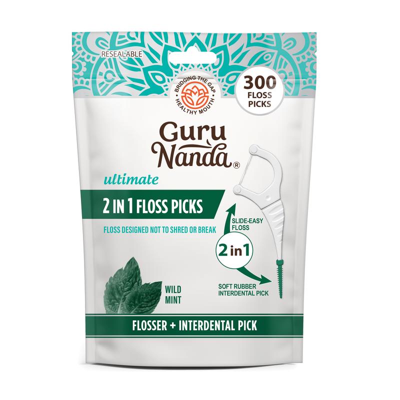 GuruNanda 2-in-1 Dental Floss Picks (300 Count)