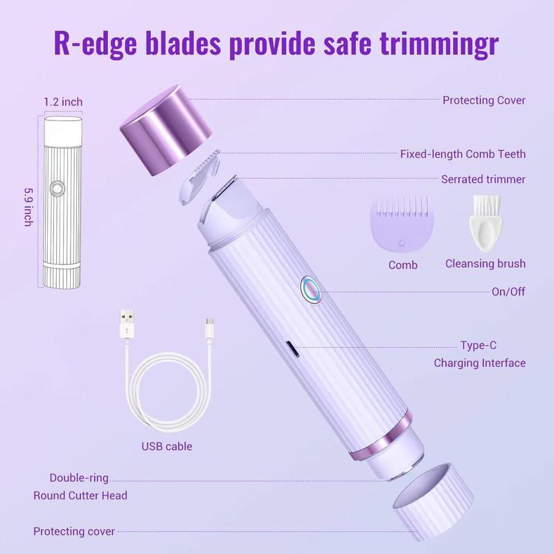 2 in 1 Electric Shaver for Women, 1 Set Rechargeable Face Hair Trimmer for Women, Waterproof Hair Removal Tool for Body, Face, Legs