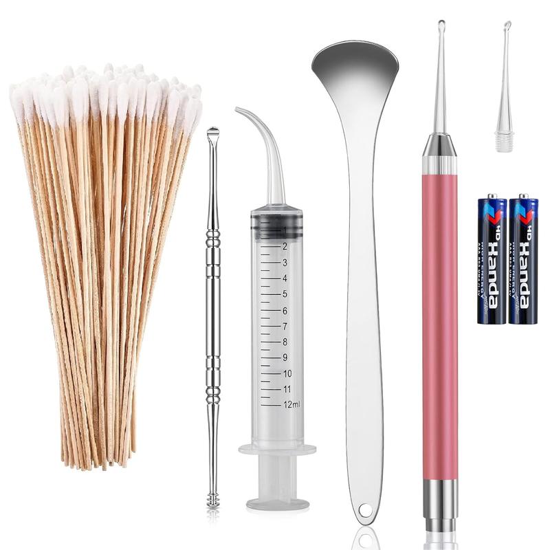 Tonsil Stone Removal Kit Includes 1 Stainless Steel Tonsil Stone Removal Tool, 1 Tonsil Stone Remover with LED Light, 100 Long Cotton Swabs and Stainless Steel Tongue Cleaning Scraper (Small) Thanksgiving Gift Christmas Gift