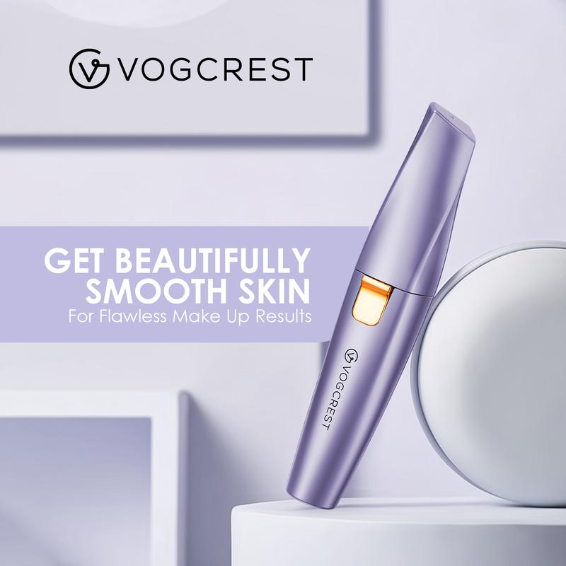 VG VOGCREST 2in1 Rechargeable Eyebrow Trimmer & Facial Hair Remover with LED Light - Painless Precision Shaver for Face, Lips, and Body - Comfort