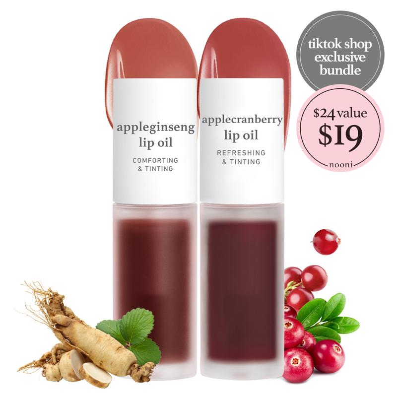 Fall Inspired Bundle -  Nooni Korean Best Seller Apple Lip Oil + Lip Stain | Tinting and Long Lasting, Moisturizing Lip Care Lipgloss