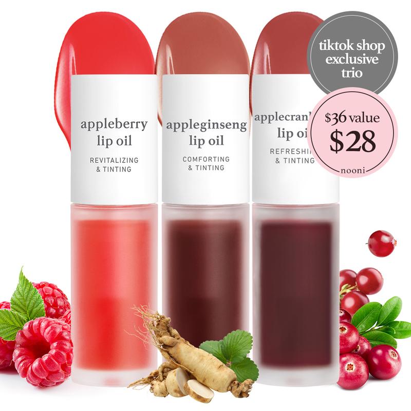 Fall Inspired Bundle -  Nooni Korean Best Seller Apple Lip Oil + Lip Stain | Tinting and Long Lasting, Moisturizing Lip Care Lipgloss