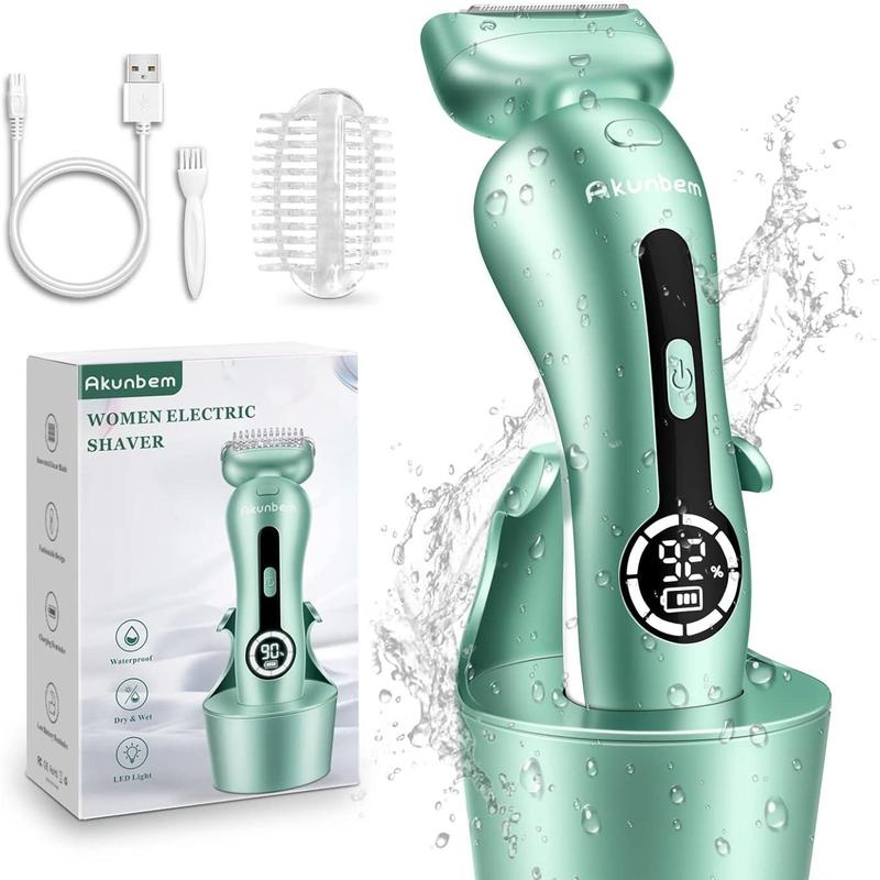 Women's Electric Shaver　Rechargeable Cordless Trimmer for Bikini, Legs, and Underarms  Detachable Head for Safe Wet and Dry Use