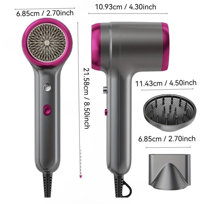 Powerful Ion Hair Dryer, 1 Box Hair Dryer & Concentrator & Diffuser, Professional Hair Styling Tool for Home & Salon Use, Christmas Gift