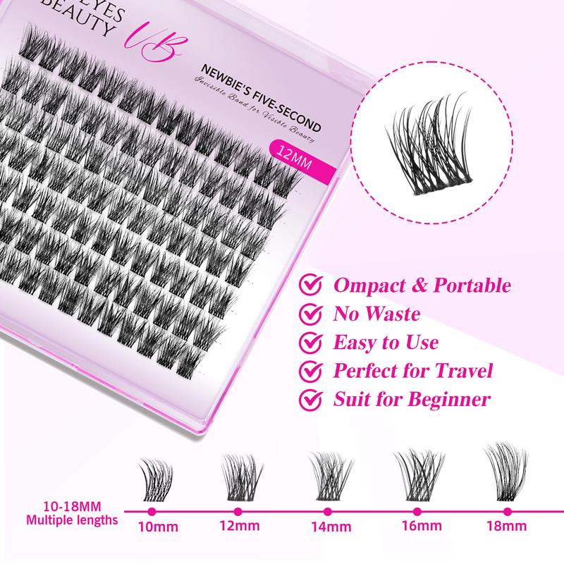 Veyesbeauty Dreamy 10mm-18mm Cluster Lash Single Length Refill & Replacement OptionFor Mixed Length Invisible Band Lashes Eyelashes Newbie's Five-Second Volume Wispy Soft Comfortable Mini Tray Makeup Cosmetic for Self Application at Home