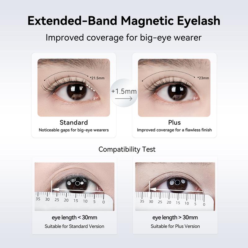 Wosado Soft Extended-Banded Magnetic Eyelashes, No Glue, No Eyeliner, Waterproof, Reusable Eyelashes Extensions Makeup Cosmetic