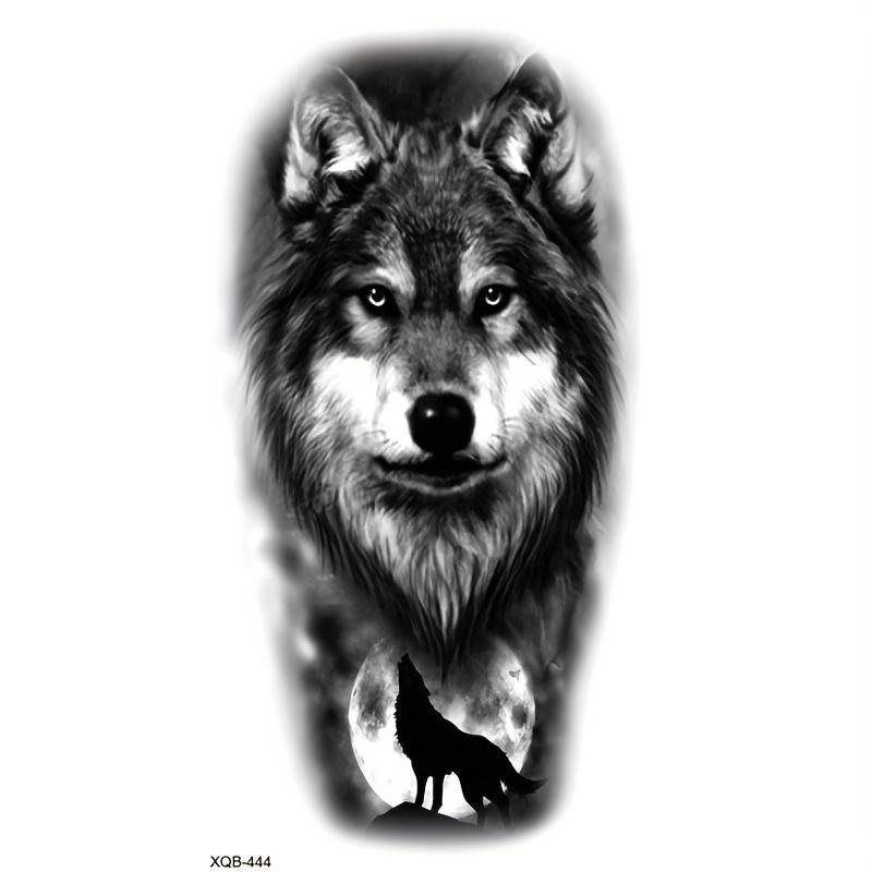 Wolf Pattern Temporary Tattoo, 1 Sheet Fake Tattoo for Women & Men, Body Art Tattoo Sticker for Adults, Realistic Tattoo for Women, Women's Tattoo, Haircut, Piercing, Party Supplies