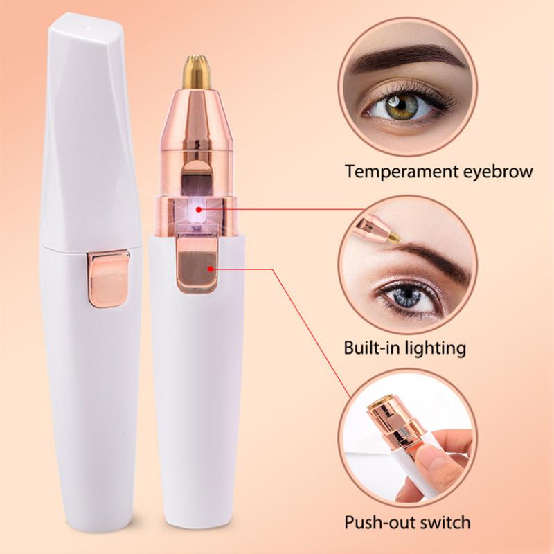 Eyebrow Facial Trimmer Rechargeable Facial Hair Removal Eyebrow Shaver Face Lips Body Painless Facial Razor Comfort with LED Light for Women