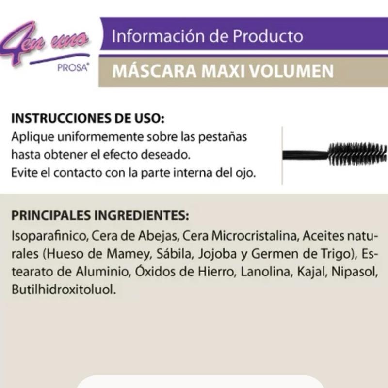 Prosa Maxi-Volume Black - 4 en 1 Eyelash Mascara ( purple Cap ) Cosmetic