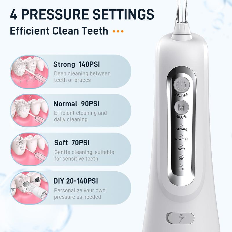 VUFVOID Classic Cordless Water Flosser, 4 Cleaning Modes, DIY Mode, USB Rechargeable, 300ml Big Tank, Oral Irrigator for Home and Travel