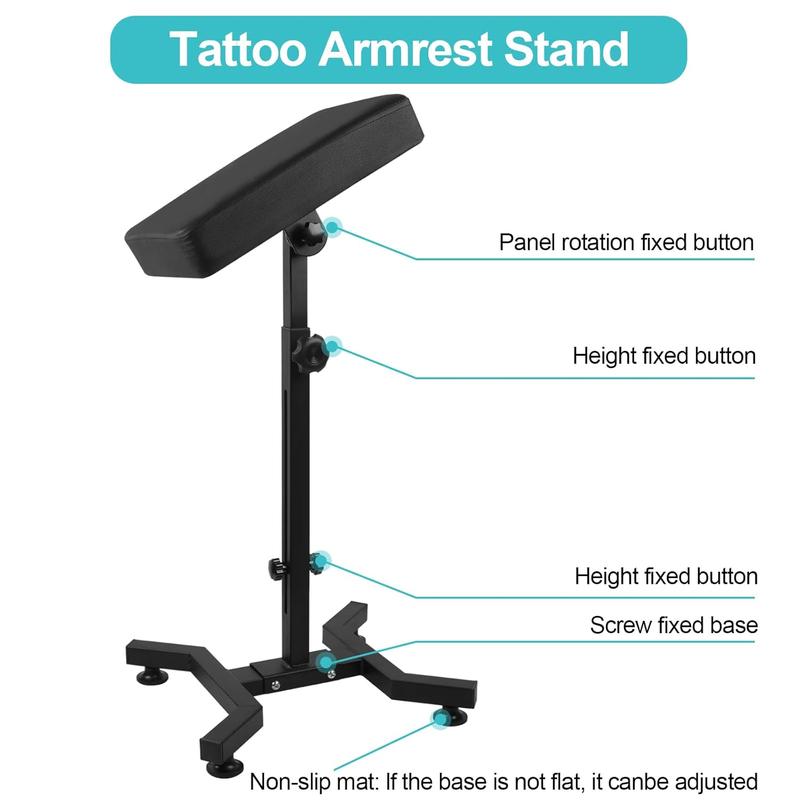 Tattoo Armrest Stand Movable Tattoo Arm Leg Rest Stand Adjustable Height and Tilt Leather Pad Professional Heavy Equipment for Tattoo Studio Cosmetics