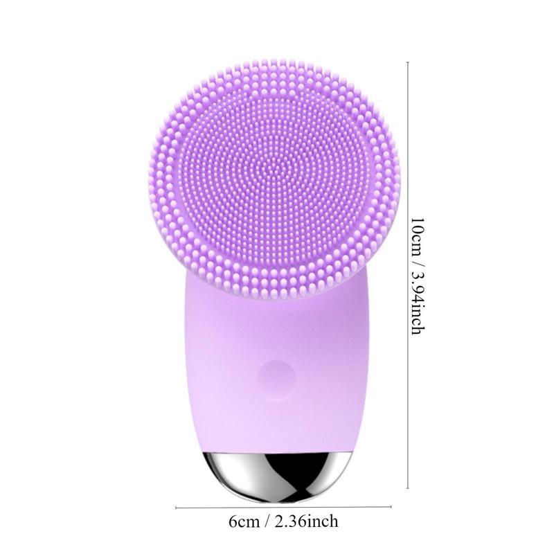 Electric Sonic Facial Cleansing Brush, Facial Cleanser Facial Cleaning Device, Face Scrubber Attraction Face Brush, Cleaning Milk Silica Gel Purple Face Brush, Face Cleaning Tool