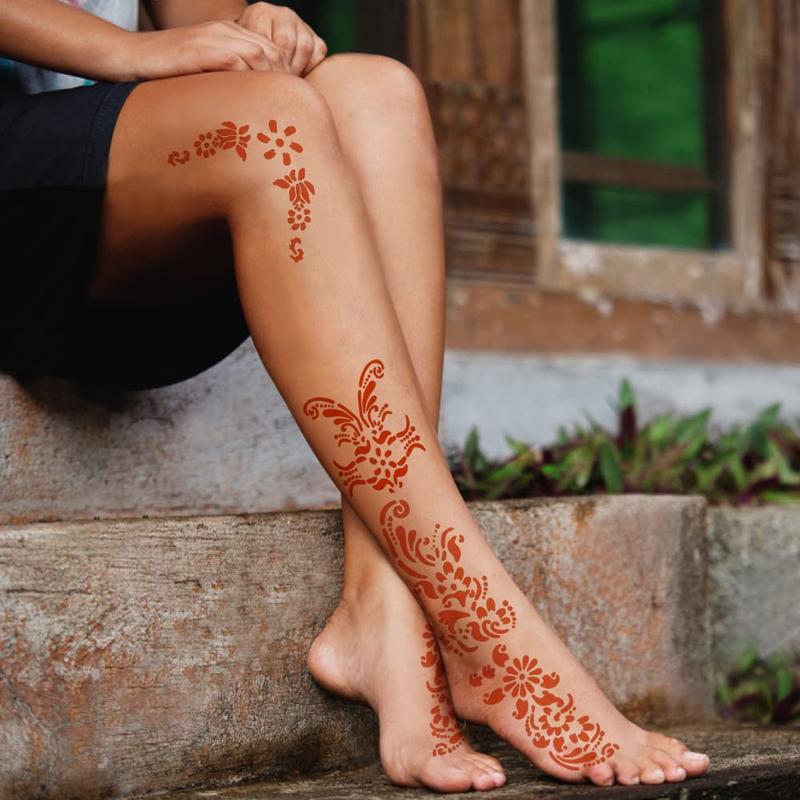 Henna tattoo kit,Indian Temporary Tattoo Stencils Airbrushing Diy Henna Tattoo Stencils Henna Art Templates, Hands Feet Leg Arm Tattoo Stickers