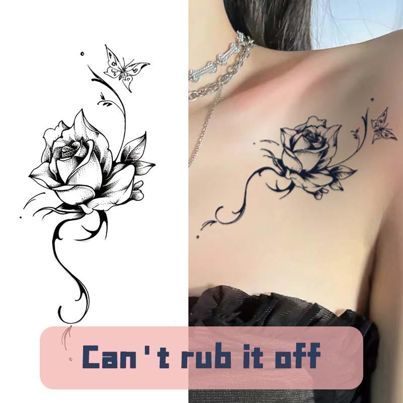 Flower Pattern Temporary Tattoo Sticker, 6 Counts set Waterproof Long Lasting Fake Tattoo Sticker, Body Art Sticker for Women & Girls