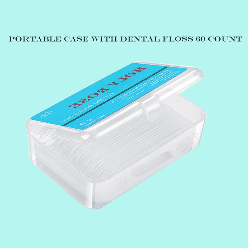 Portable  Floss Picks Dispenser 2Box,Travel Floss Storage Case with Adult Toothpicks Flosser Sticks 80 Count,Portable Floss Case for  Care Teeth Cleaning  Tool (Whit)