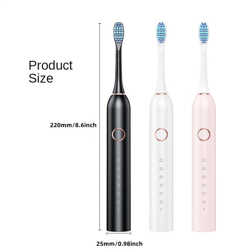 Electric Toothbrush Set, 1 Set Rechargeable Sonic Teeth Cleaning Toothbrush with 8 Counts Replacement Brush Heads & Travel Case, Oral Care Product for Adults, Christmas Gift