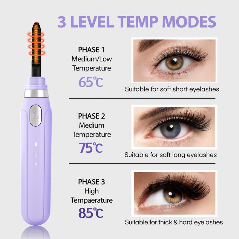 Electric Heated Eyelash Curler,  3 Temp Settings, USB Rechargeable Facial Comfort