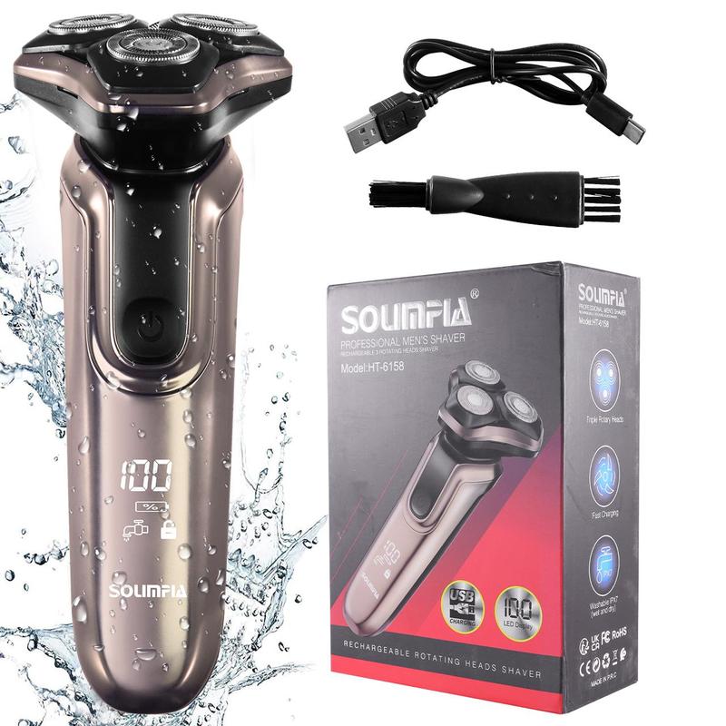 Electric Shaver, 1 Box Waterproof Electric Razor with Pop-Up Trimmer Head & Accessories, Wet and Dry Use Electric Shaver for Men