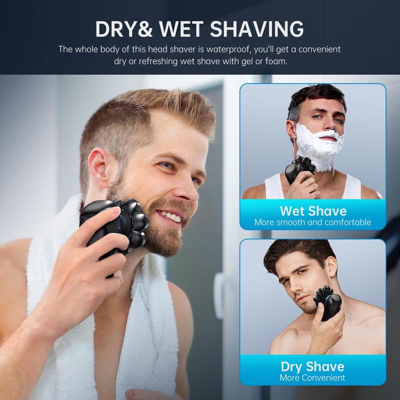 8D Head Shavers for Bald Men, Bazivve Upgraded Men's Rotary Shaver with Nose Hair Trimmer, Waterproof Electric Razor Grooming Kit with LED Display, Cordless, Portable Comfort