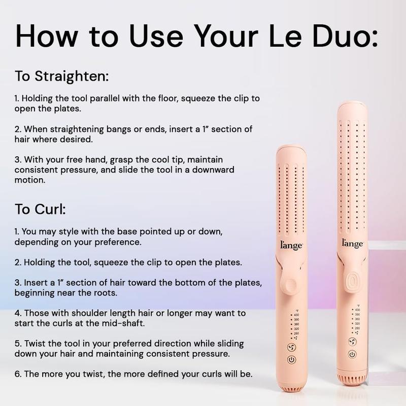 L'ANGE HAIR Le Duo Standard 360° Airflow Styler | 2-in-1 Curling Wand & Titanium Flat Iron Hair Straightener | Professional Hair Curler with Cooling Air Vents | Dual Voltage & Adjustable Temp (Blush)