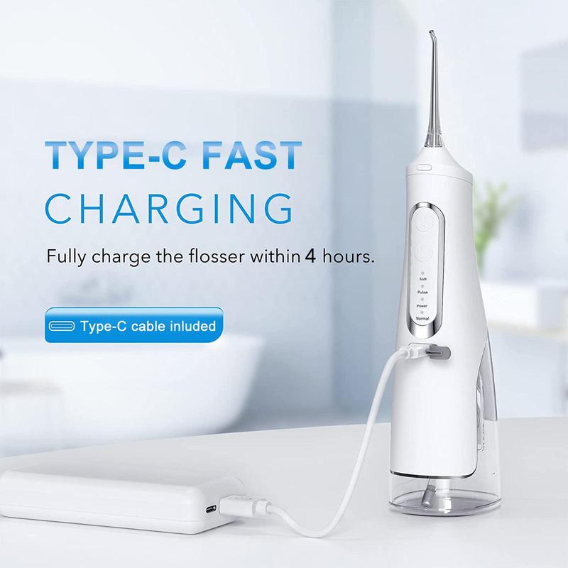 Rechargeable Water Flosser, 1 Box Cordless Oral Irrigator with 4 Counts Nozzle, Portable Teeth Cleaner for Home & Travel, Water Dental Flosser, Teeth Deep Cleaning Tools, Gift For Halloween & Christmas & Fall