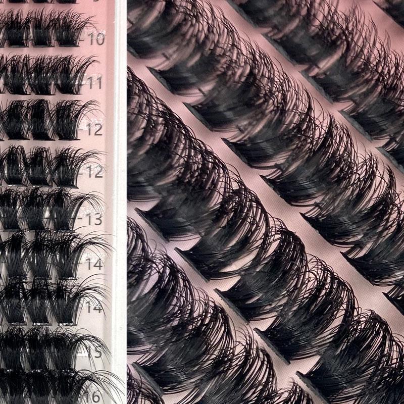 5D D Curl Thick False Eyelashes with Eyelash Extension Glue & Lashes Brush & Lashes Applicator Tool, 1 Set Mixed Length Fluffy Cluster Fake Lashes for Lashes Extensions, Eyelash Extensions Kit, Makeup Products, Fall Gift, Christmas Gift