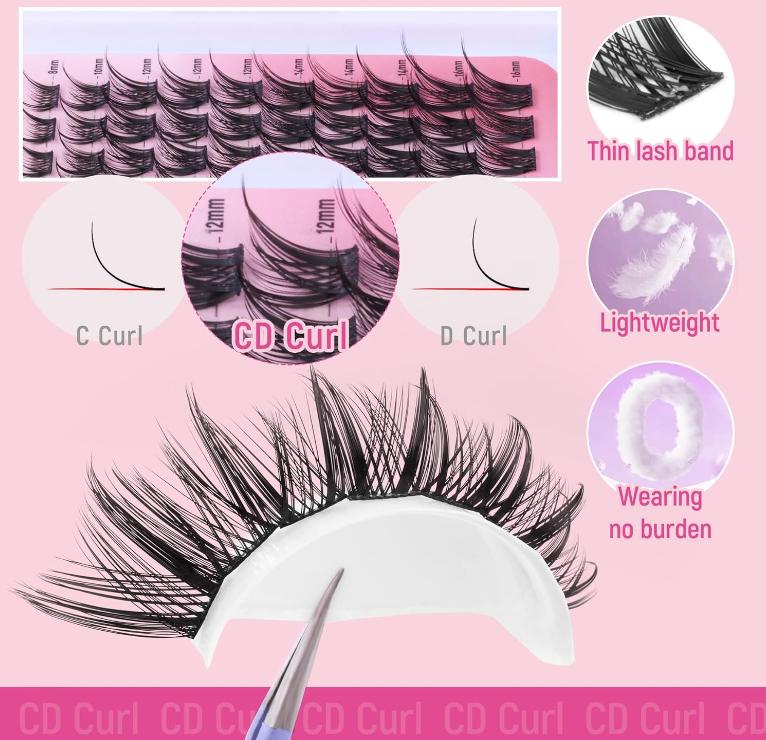 Wispy Lash Clusters Manga Eyelash Clusters, Natural Individual Lashes C Curl Spiky Cluster Eyelash Extensions, 8-16 mm False Eyelashes Anime Lash Extension Natural Look DIY Lashes by CORUSCATE