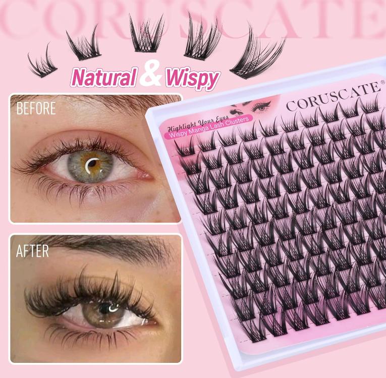 Wispy Lash Clusters Manga Eyelash Clusters, Natural Individual Lashes C Curl Spiky Cluster Eyelash Extensions, 8-16 mm False Eyelashes Anime Lash Extension Natural Look DIY Lashes by CORUSCATE