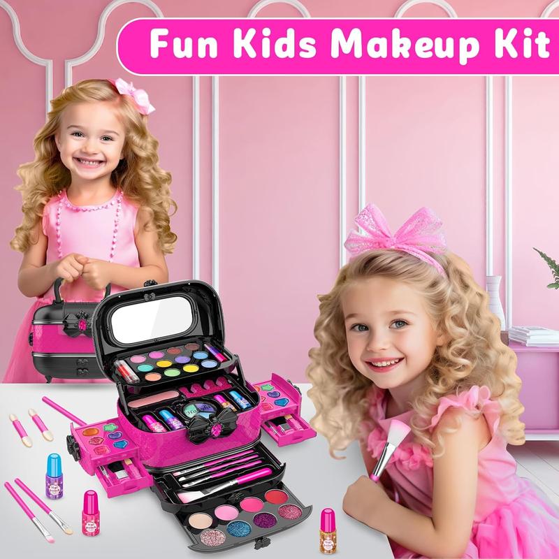 Christmas  58 Pcs Kids Makeup Kit for Girl, Princess Toys Real Washable Cosmetic Set with Mirror, Kids Makeup Sets for Girls, Play Make Up new year Birthday