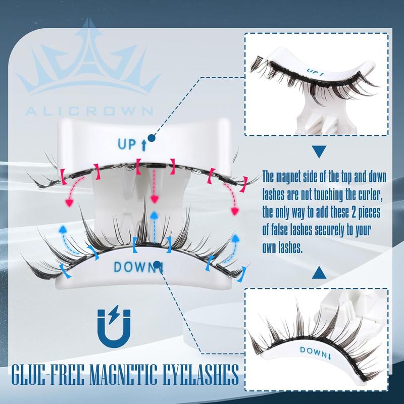 Magnetic Eyelashes Manga Natural Lashes Magnetic No Glue Needed Anime Eyelashes Strip Wispy False Eyelashes Magnetic Eye Lashes with Applicator Durable 1 Pair