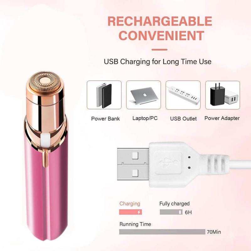 Portable Electric Eyebrow Trimmer, 1 Box USB Rechargeable Facial Hair Remover for Women, Gentle Hair Removal Tool for Face, Upper Lip, Chin, Armpits