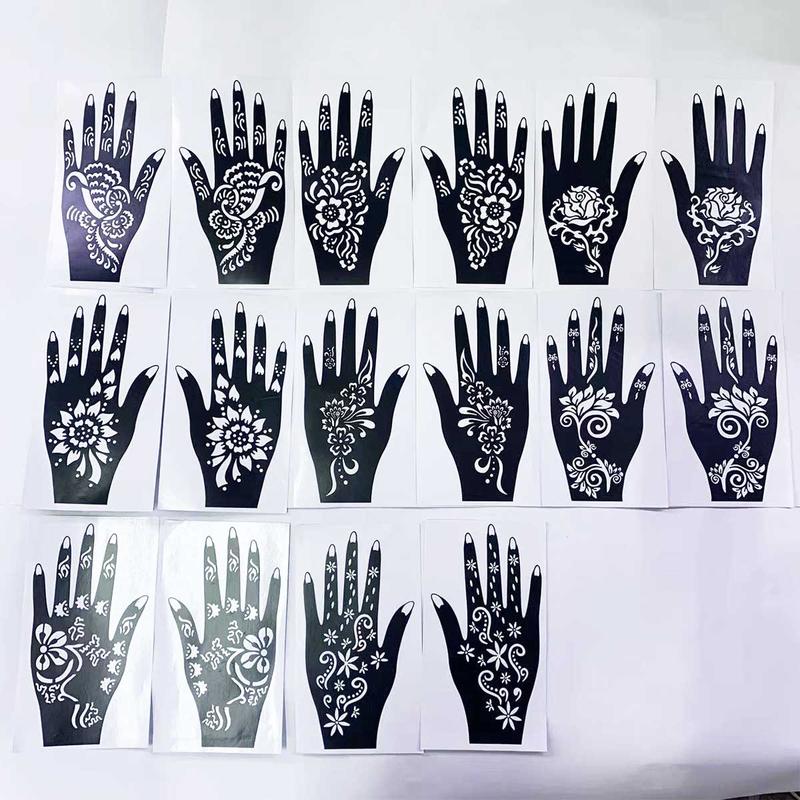 Body Art Stencil Templates, 16 Sheets Temporary Tattoo Stencils, Versatile Designs Template for Tattoo Glitter & Airbrush Body Art