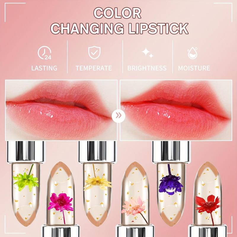 Summer Flower Jelly Lipstick, Trending Products, Temperature Changing Moisturizer Flower Lip Stick, Long Lasting Lip Balm, Color Change Lip Gloss, Moisturizing Lip Gloss,  Lip Stain