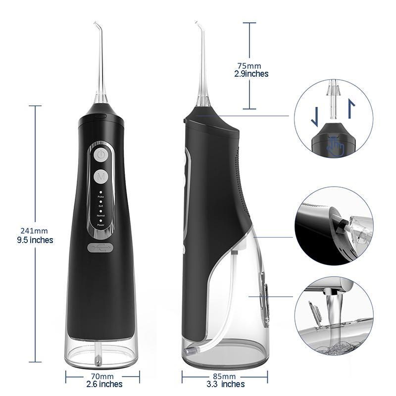 Rechargeable Water Flosser, 1 Box Cordless Oral Irrigator with 4 Counts Nozzle, Portable Teeth Cleaner for Home & Travel, Water Dental Flosser, Teeth Deep Cleaning Tools, Gift For Halloween & Christmas & Fall