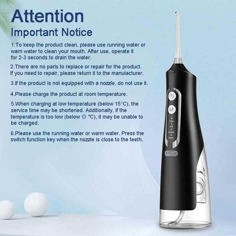 Rechargeable Water Flosser, 1 Box Cordless Oral Irrigator with 4 Counts Nozzle, Portable Teeth Cleaner for Home & Travel, Water Dental Flosser, Teeth Deep Cleaning Tools, Gift For Halloween & Christmas & Fall