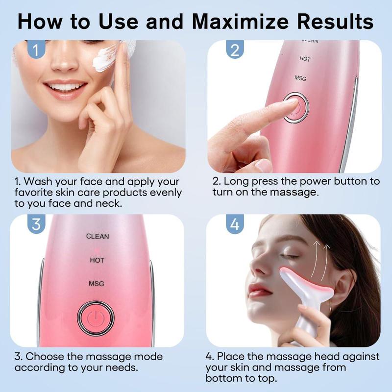 3 Color Constant Temperature Facial Massager, Vibration Face & Neck Beauty Instrument with 3 Modes, Personal Skin Care Appliances for Women, Christmas Gift