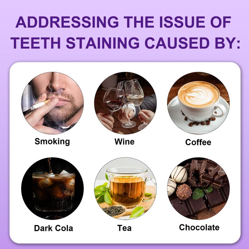 Yecuce Purple Color White Teeth Powder-Conceals Stains, No Sensitivity- Enamel-Safe Toothpaste Powder for Coffee, Tea, Food, Stains , Oral Deep Cleansing