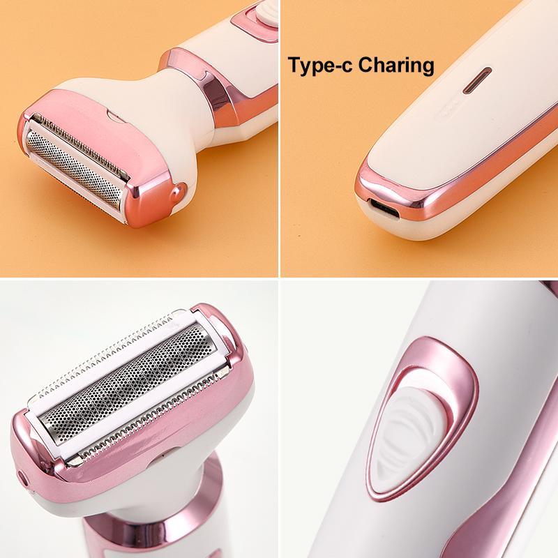 4 in 1 Electric Shaver, 1 Box Rechargeable Comfort Hair Removal Tool & Accessories, Epilator Hair, Portable Wet and Dry Use Hair Removal Tool for Face, Nose, Legs, Armpit, Bikini, Christmas Gift