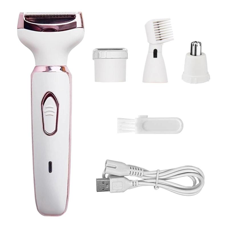 4 in 1 Electric Eyebrow Trimmer, 1 Box Usb Rechargeable Eyebrow Shaver & Replaceable Heads & Usb Cable, Facial Hair Removal Tool for Women, Body Hair Trimmer, Electric Shaver Women, Halloween, Christmas, Fall, Ideal Winter Gift