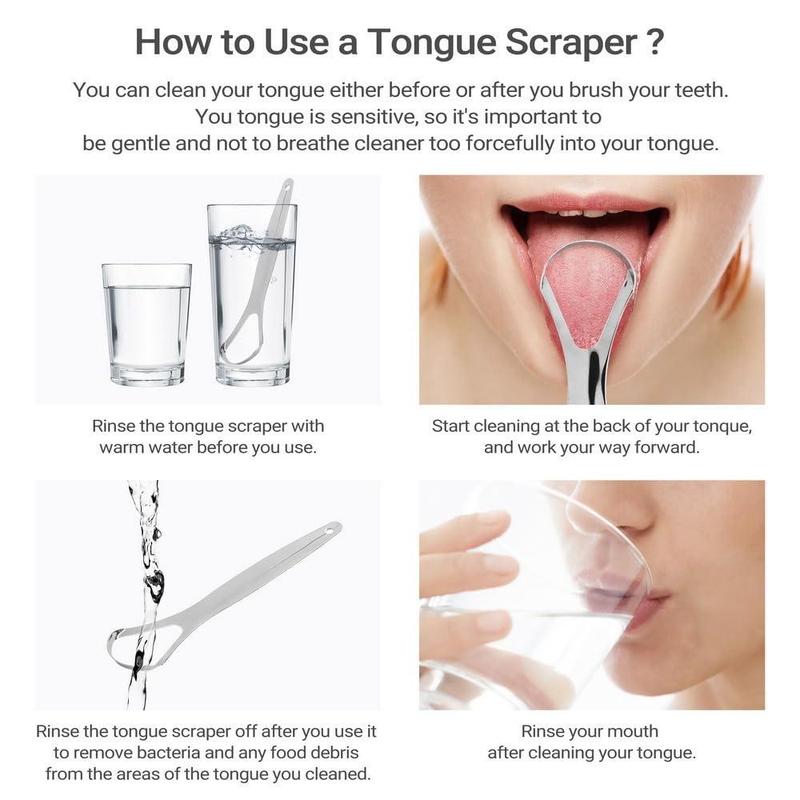 Stainless Steel Tongue Scraper, 12pcs set Portable Tongue Scraper, Oral Care Tool for Adults, Oral Care Product for Home & Travel