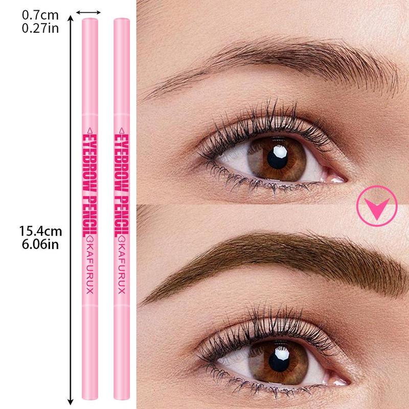 Double-ended Eyebrow Pencil, 2 Counts Waterproof Long Lasting Eyebrow Pen, Brow Styling Brush, High Pigmented Brow Shading & Filling Pencil, Makeup Accessories