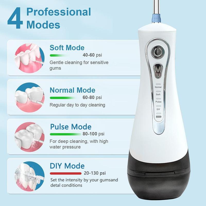 Portable Water Flosser, 1 Set Rechargeable Water Flosser with 3 Replaceable Nozzles, IPX7 Waterproof Oral Irrigator for Home & Travel