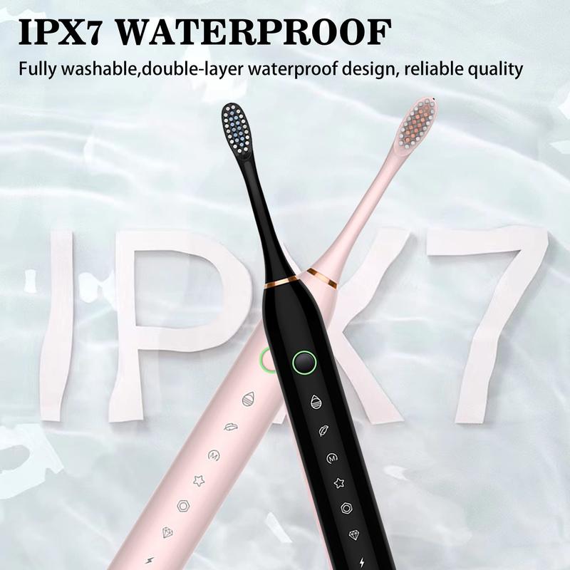 2 Pack Electric Toothbrush with 8 Brush Heads, IPX7 Waterproof 6 Modes 42000vpm with Smart Timers, Sonic Electric Toothbrush for Adults